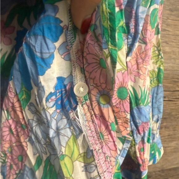 J. Crew Floral Blouse in Pastel Blue, Pink, and Green - Picture 3 of 6